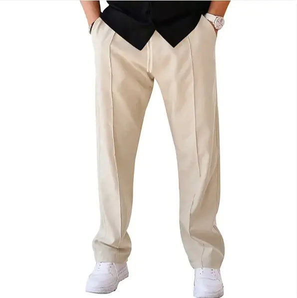 Pantalones casuales holgados con cordón para hombre