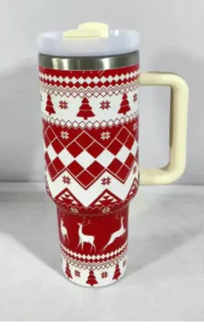 Vaso con alegría navideña