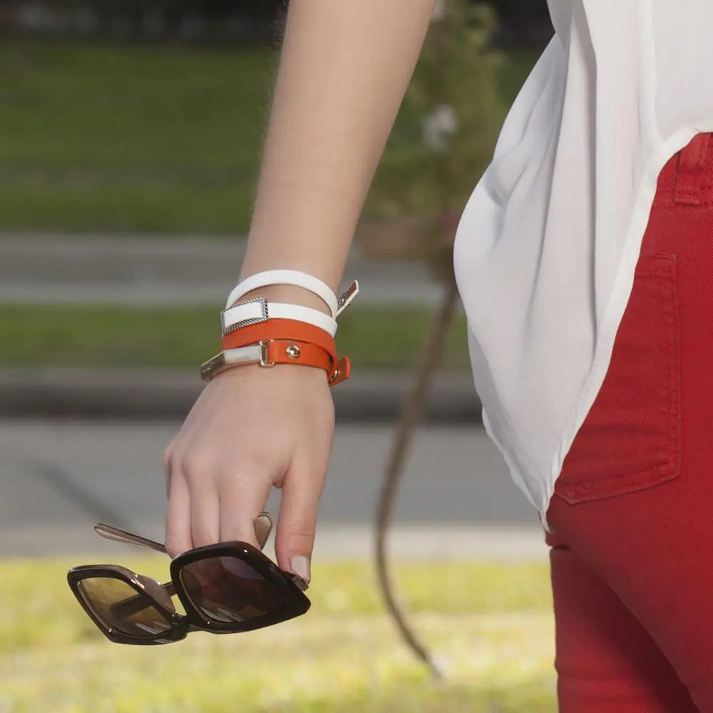 Pulsera de cuero fajín - Naranja